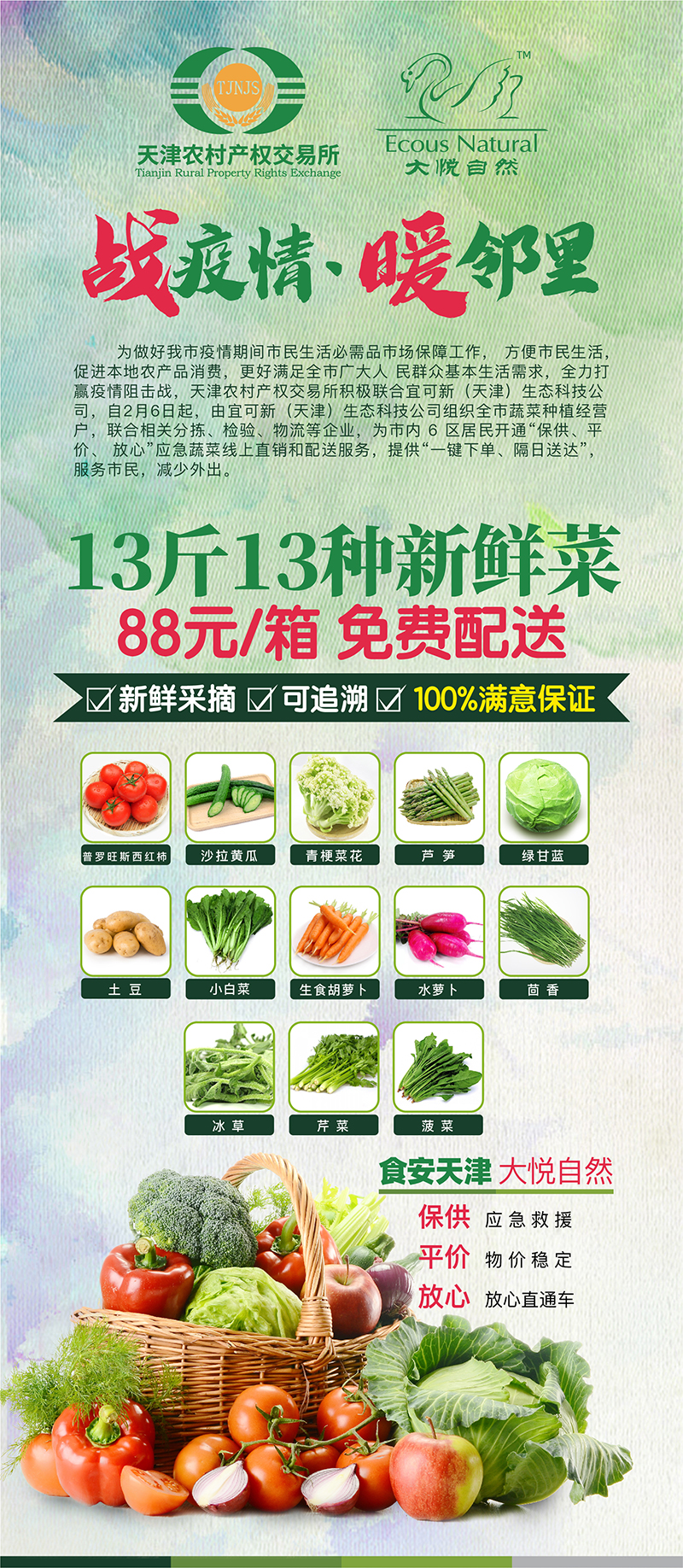 【天津包邮 隔日达】平价放心新鲜蔬菜箱（13斤13种蔬菜）第十期菜单已更新